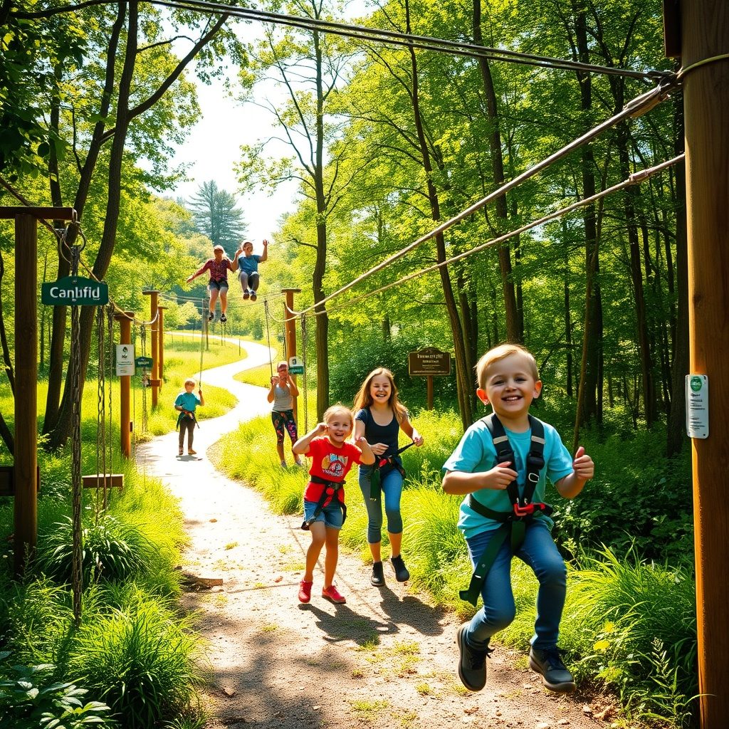 Family enjoying outdoor adventure at Ropespark