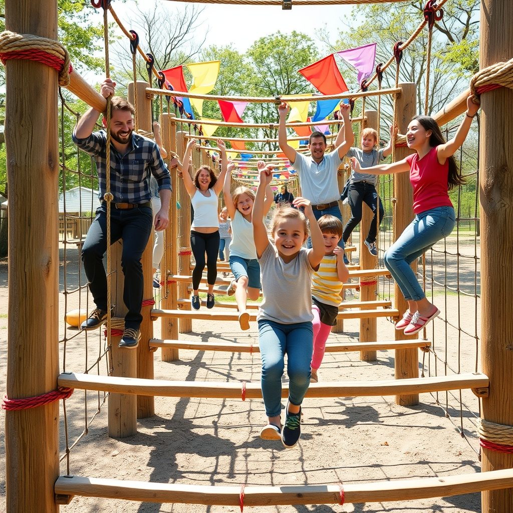 Kids navigating an obstacle course