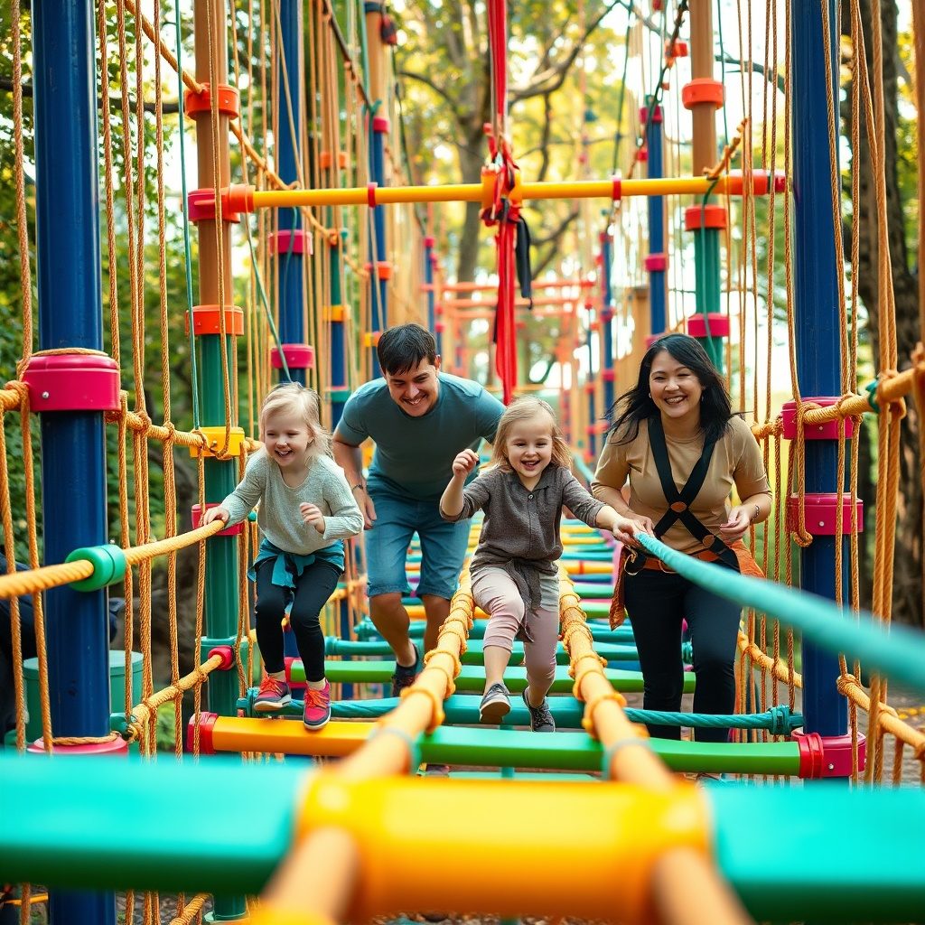 Children on obstacle course