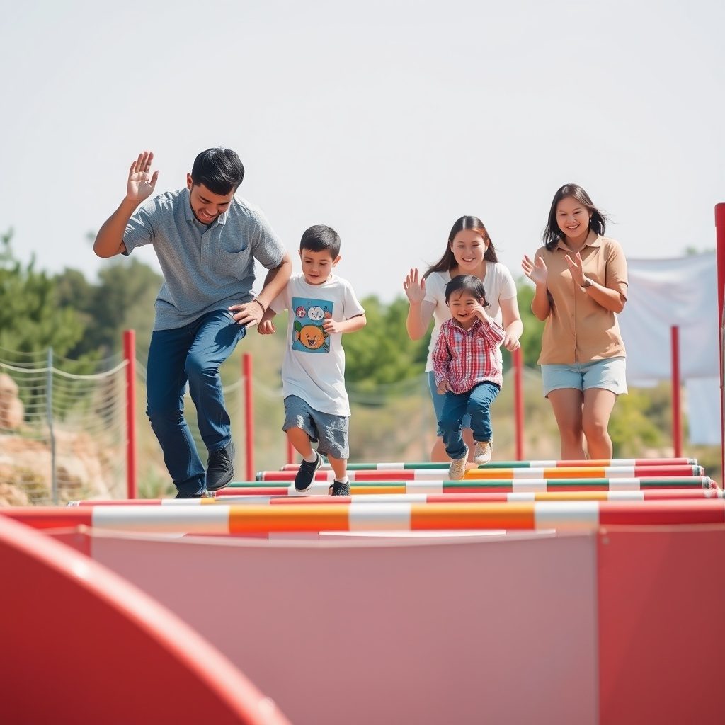 Kids enjoying obstacle course