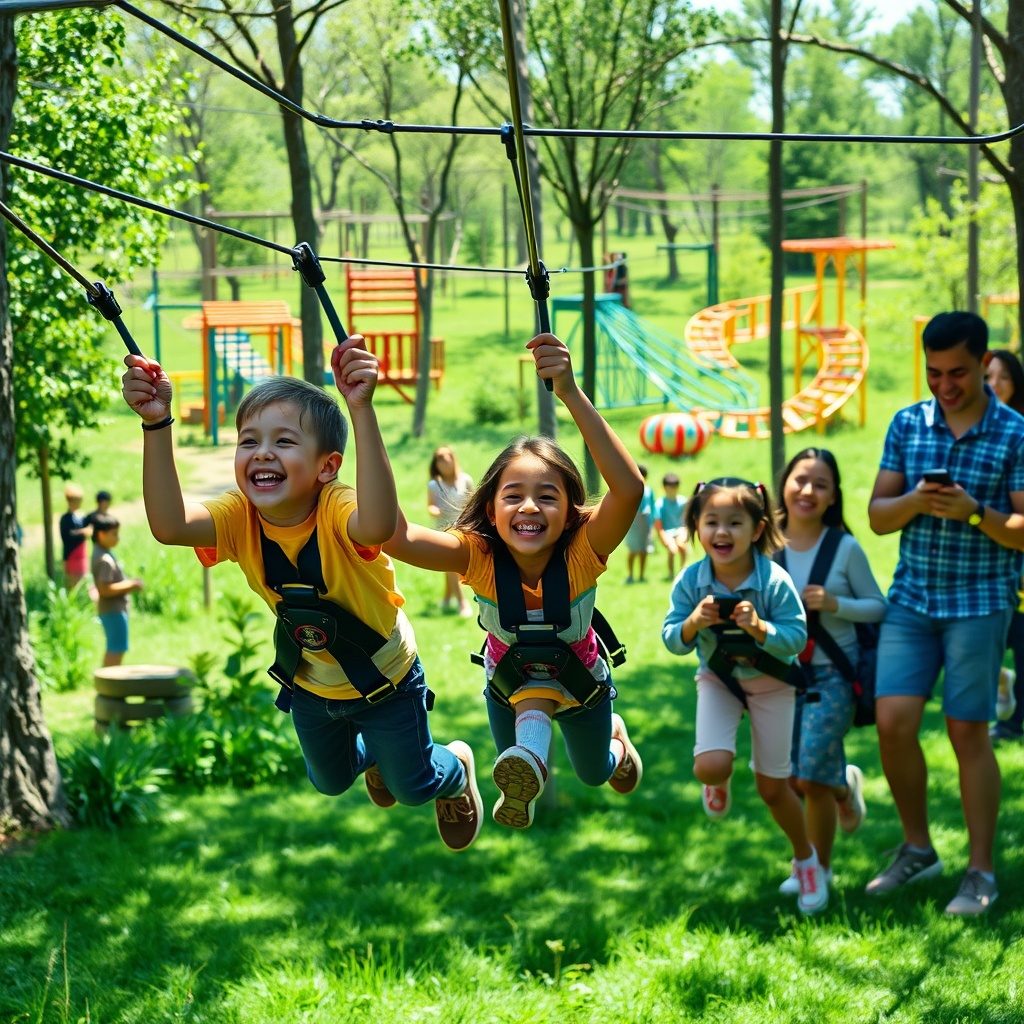 Family enjoying outdoor activities at Ropespark