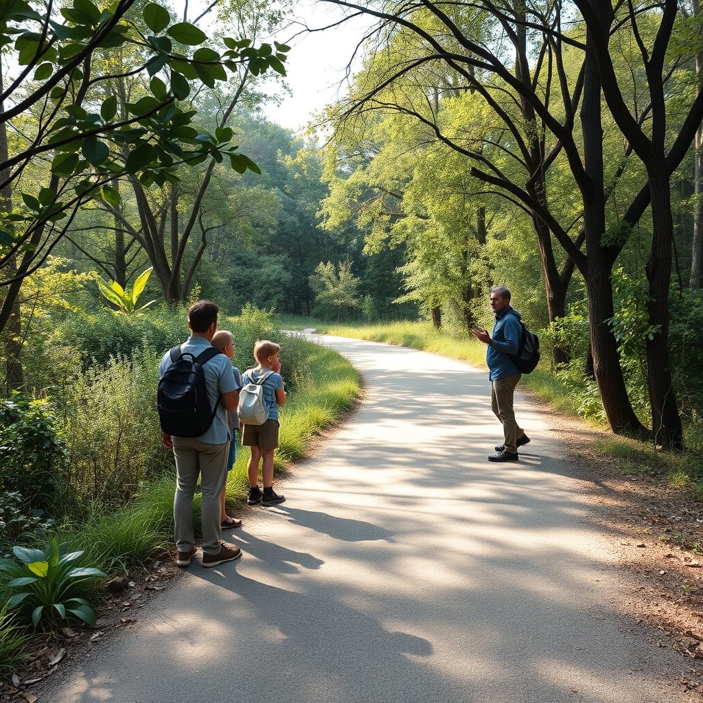 Family on a nature trail