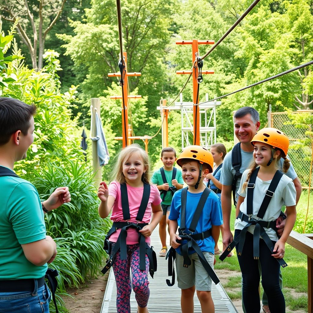 Families enjoying a guided nature trail
